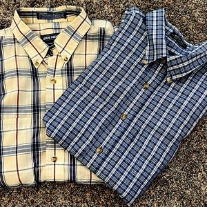 Van Heusen shirts, pre-owned Large. Plaid. One long sleeves, one shirt sleeves.